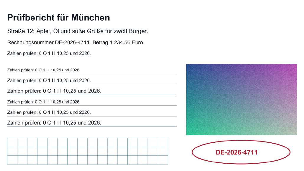 Derselbe Ausschnitt der Beispielseite, in Farbe mit 150 PPI erstellt.