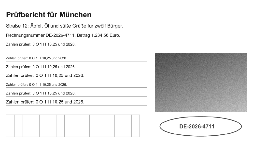 Derselbe Ausschnitt der Beispielseite, in Graustufen mit 150 PPI erstellt.
